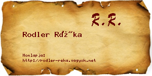Rodler Réka névjegykártya
